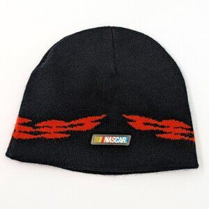 Vintage NASCAR Dodge Black Winter Beanie with Flames